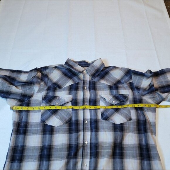Bit & Bridle Blue Plaid Pearl Snap Button Down Long Sleeve Western Shirt Size XL - Picture 7 of 10